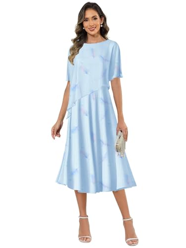 BOLENSYE Mother of The Bride Dresses for Women with Sleeves A Line Chiffon Tea Length Petite Formal Evening Gown4