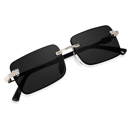 Image of IFLASH UV Protected Retro Rectangular Rimless Sunglasses for Men and Women