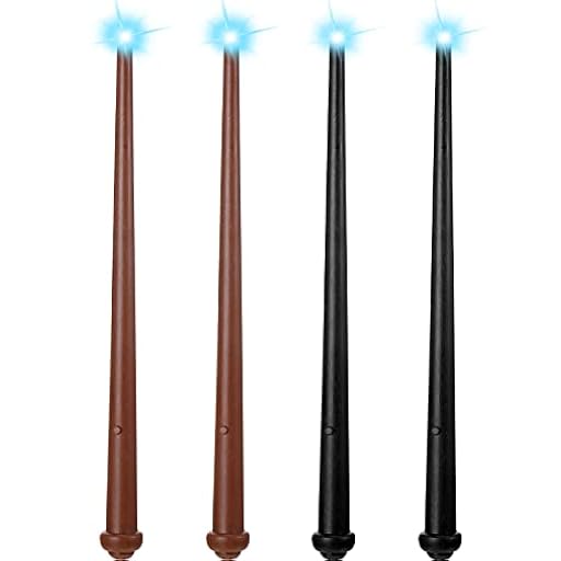 Sumind 4 Piezas Varitas de Mago Juguete Mágico de Luz y Sonido, Varita Iluminadora, Accesorios de Disfraz de Fiesta para Mascarada de Cosplay de Halloween (Negro, Marrón Oscuro) | Ya disponible en tu tienda friki favorita! En mundofriki.es!