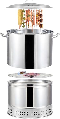 GJUANN Barbecue Portatile a carbonella con cestello Girevole a 360°, fornello sospeso in Acciaio Inossidabile per Barbecue da Campeggio all'aperto e in Giardino