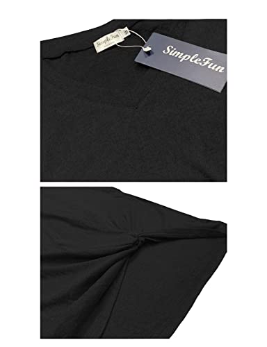 Image of SimpleFun Womens Tops Long Sleeve Shirts V Neck Loose Twist Knot Fall Tunic