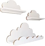 MOLILAND Juego de estanterías de Pared con diseño de Nubes, estanterías para habitación Infantil y bebé de Madera de Estilo escandinavo, Color Blanco, Minorka Elegance M