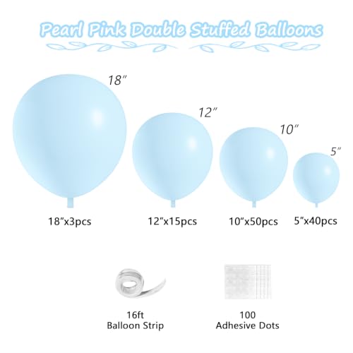 Image of 108Pcs Double Stuffed Blue Balloon Garland Arch Kit