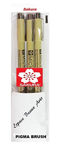 Sakura Pigma Micron brushpen - Punta de pincel de escritura de pigmento - Negro [juego de 3]