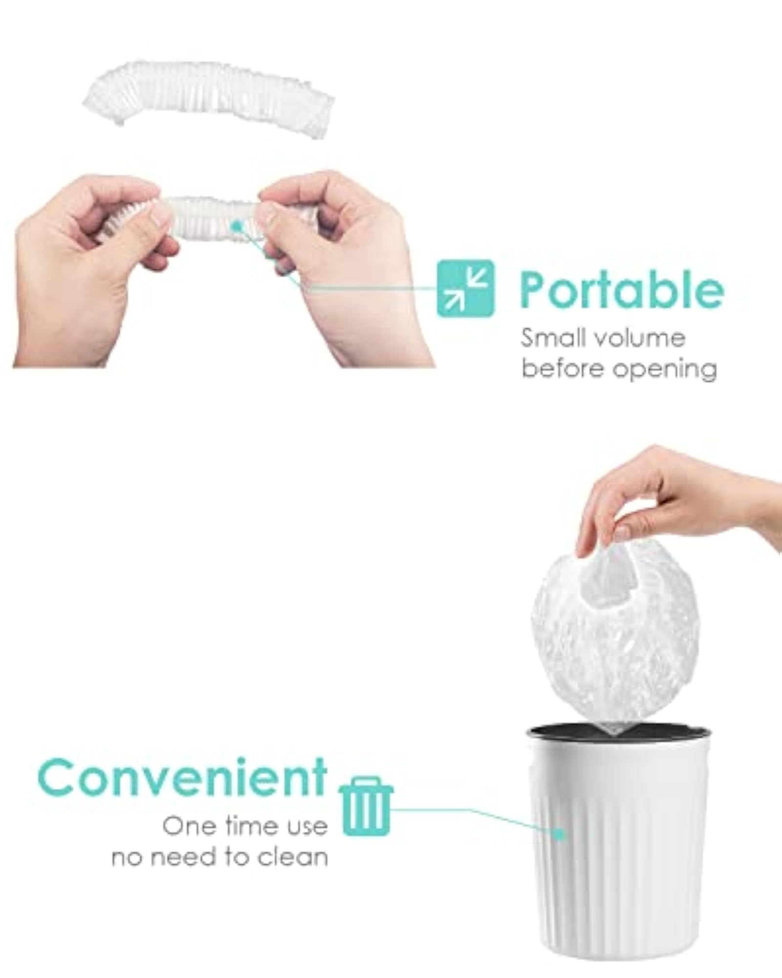 Disposable Shower Caps for Women & Men, Waterproof