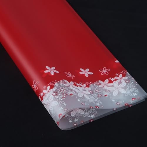 Image of Oasis - 20 Sheets Korean Style Waterproof Premium Bouquet Wrapping Sheet (58cm x 58cm, 60 Microns) | HeartBeat Border Design, Giftwrap for Flowers & DIY Gift Wrapping Paper For Valentines Day (j ) Red)
