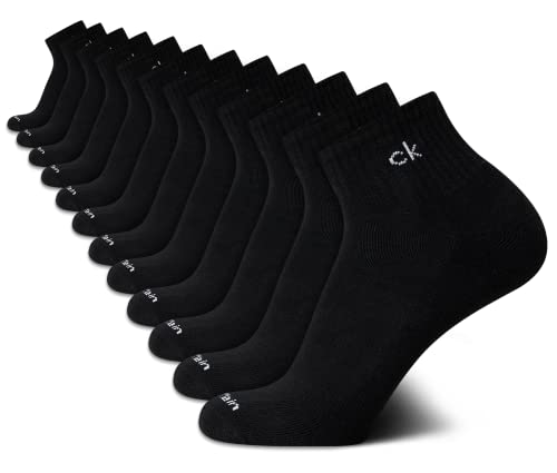Calvin Klein Men's High Quarter Socks - 12 Pack Breathable Soft Cushion Mini Crew Athletic Socks for Men (Shoe Size: 6-12.5)
