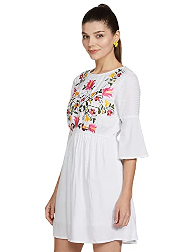 Image of Easybuy Women's Crepe A-Line Below The Knee Casual Dress (AU21SR11LS White M)