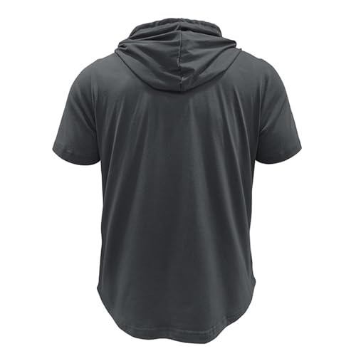 Mens Short Sleeve Hooded T Shirts Casual Drawstring Pullover Hoodies Fashion Lightweight Button Shirts with Pockets4
