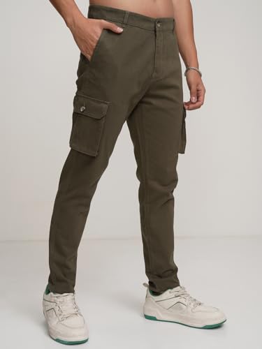 Image of Highlander Men's Slim Fit Cargo Trousers| Stylish & Comfortable for Casual, Travel & Active Wear | Trouser for Men | Men Trousers