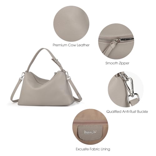 Image of DONNAIN Premium Full-Grained Leather Crossbody Bags for Women, Slouchy Shoulder Bag with Adjustable Strap and Tote Handbag