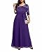 Purple Bridesmaid Dresses Long Prom Elegant Formal Gowns and Evening Lace Chiffon 3/4 Sleeve Maxi Wedding Guest Dress