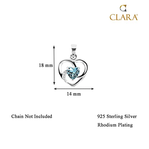 Image of Clara 925 Sterling Silver Olesya Heart Pendant Earrings Chain Bracelet Anklet Ring for Women & Girls| Platinum Plated | Gift for her