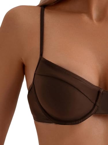 SweatyRocks Women's 2 Piece Bikini Set Spaghetti Strap High Cut Push Up Underwire Swimsuit4