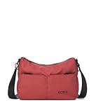 KCB Bandolera Grande Dual | Gran Capacidad y Organización | Bolsillos Multiusos con Cremallera | Material Resistente | Asas Ajustables | 100% Vegano | Color Cereza