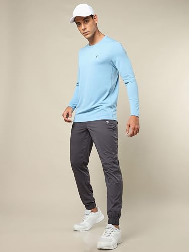 Image of TECHNOSPORT Men Mid Rise Regular Fit Solid Stretchable Joggers, Techno Dry for Regular Use and Sports