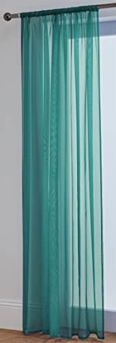 John Aird Lucy Woven Voile Slot Top Curtain Panels (Teal, 58" Wide x 48" Drop)