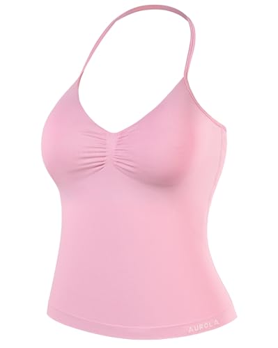 AUROLA Influence Longline Strappy Workout Halter Tops for Women,Removable Cups Padded Bras Impact Gym Yoga Sleeveless Top