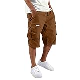 Pantalones Cortos para Hombre, Bermudas Piratas Pantalon de Trabajo Corto Calções Homem Casual Pantalones Cortos Verano Hombre Bolsillos Pantalón Corto Trabajo Marrón XL