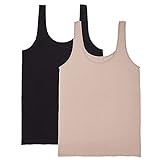 Carole Hochman Ladies Small 2-pack Scoop Neck Tank, Black/Nude,Small