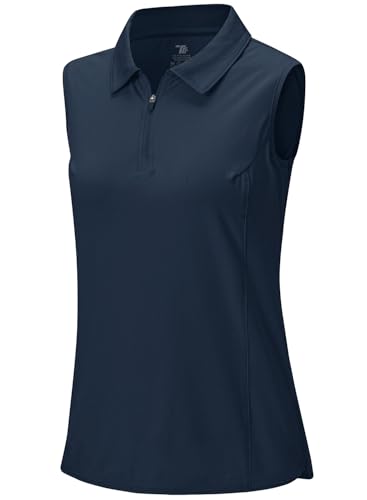 BGOWATU Women's Sleeveless Golf Polo Shirts Collared Quarter Zip Golf