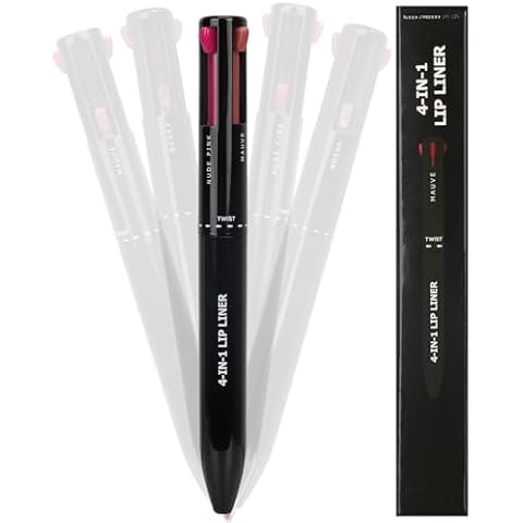 Arqumi Lip Liner - 4 In 1 Lip Liner High Pigmented Smooth Color Liner Retractable Lipstick Pencil,Smudge Proof Lipliner Pencil Cover