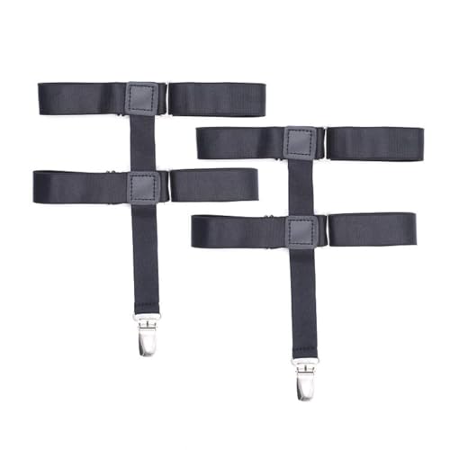 WannGe Women Adjustable Thigh Garter, Elastic Leg Garter with Clips Punk Gothic Garters for Thigh high Socks, B-Black 1 pair