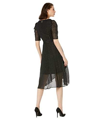 Tommy Hilfiger Women's Faux Wrap High Low Midi Dress, Black, 10 #TOP1