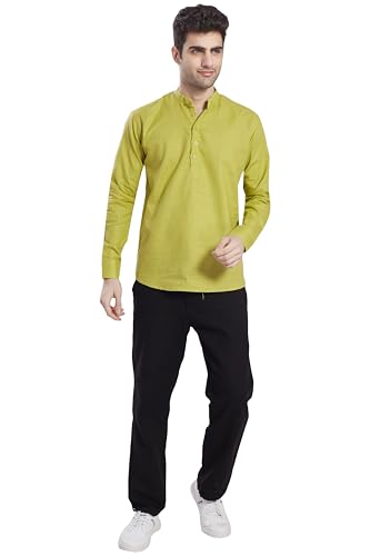 Image of DIVISIVE Men's Slim Fit Full Sleeves Cotton Short Kurta