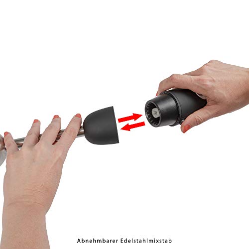 Clatronic Staafmixer SM 3739 pureerstaaf, handmixer, mixer voor smoothies, shakes, 2-traps schakelaar, multi-shredder, roestvrijstalen staaf en mes, ophangoog, 800 watt motor, zwart roestvrij staal - Afbeelding 5