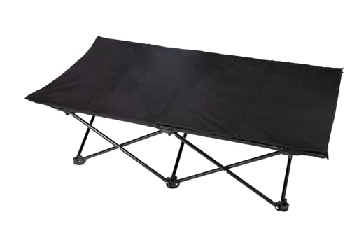 KingCamp Erhöhtes Hundebett Hundeliege Outdoor Haustierbett Haustierliege Atmungsaktivem Mesh & Wildledermatte & Rutschfesten Füßen für Reisen Garten Outdoor Indoor, Schwarz 121 × 68 × 30 cm