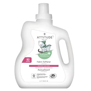 ATTITUDE Baby Fabric Softener, Plant and Mineral-Based Ingredients, HE Compatible, Vegan Laundry and Household Products, Unscented, 80 Loads, 2 Liters