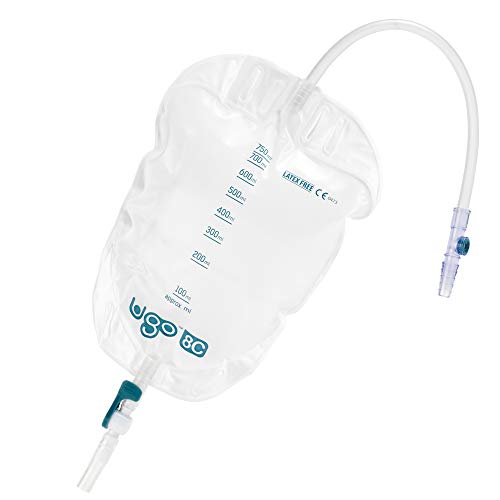 Ugo Bolsas Pierna (x10) - Bolsas de Drenaje Orina/Bolsas Pierna Cat�ter, Respaldo Tela Suave y Dise�o Natural que se Ajusta Pierna (Paquete de 10) (Ugo 8C - 750ml, Tubo Largo, Grifo de Palanca)