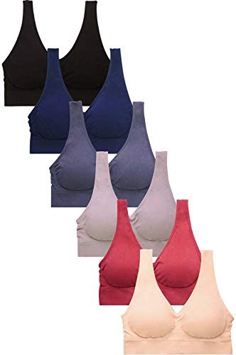 Sofra Women's 6pk Sports Bras, Plum, One Size