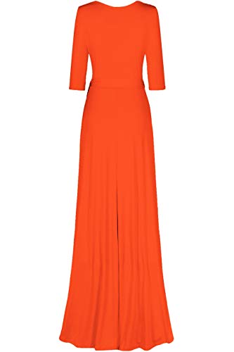 Image of Women's 3 /4 Sleeve Deep V-Neck Maxi Faux Wrap Solid Plus Size Dress