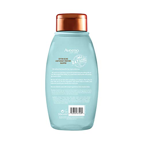 Aveeno Blend Sulfatefree Shampoo For Light Moisture Soothed Scalp Gentle Cleansing Shampoo With Nourishing Oat Paraben Dyefree, White Cotton, 12 Fl Oz #TOP2