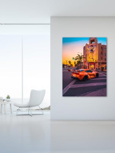 Tableau Plexiglas Voiture de sport Los Angeles 120x90 cm haut de gamme pour grand salon