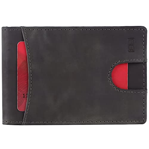 Image of Brooklyn Bridge Genuine Leather Money Clip Wallet for Men Crazy Horse Green - Premium Slim RFID Protected Wallet with Cash Clip & Multiple Card Slots, Stylish Front Pocket Design, Gift for Men