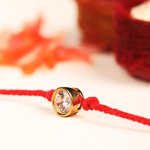 Image of GIVA 925 Silver Sphere Zircon Rakhi with Roli Chawal, Cotton Thread | Quirky Rakshabandhan Rakhi for Brother | Silver Rakhi for Boys & Men With Certificate of Authenticity and 925 Stamp