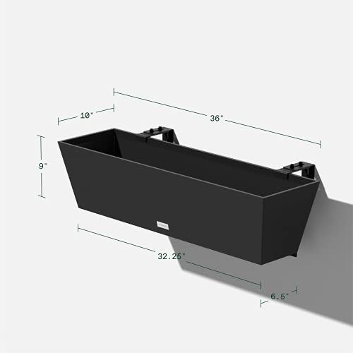 Image of Veradek Pure Series Railing Planter - Tapered Window Box with Bracket