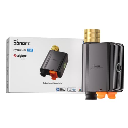SONOFF SWV-ZFE Hydro ONE Zigbee Bewässerungscomputer Messinganschluss wetteradaptive Bewässerung mit Durchflussmesser 4×AA Zigbee-Hub erforderlich kompatibel mit Home Assistant
