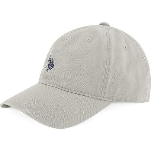 U.S. Polo Assn. Gorra de béisbol pequeña con logotipo de pony, 100 % algodón, gorra ajustable, Gris claro, talla úni