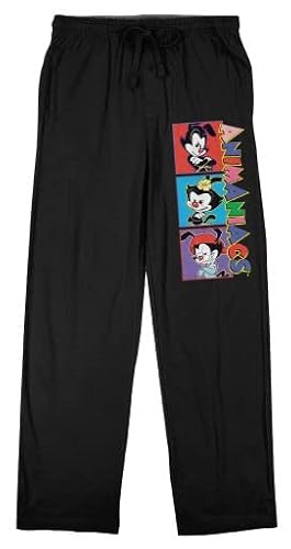 The Animaniacs Wakko Jakko and Dot Men's Black Graphic Sleep Pants-XL