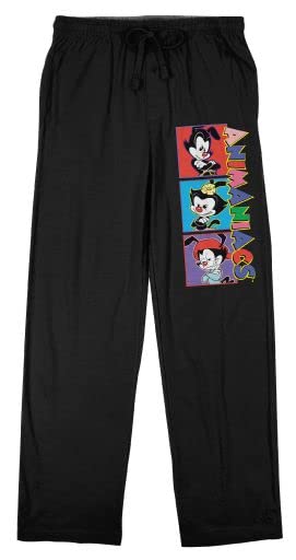 The Animaniacs Wakko Jakko and Dot Men's Black Graphic Sleep Pants