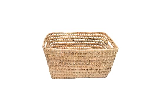 Cesta de almacenamiento rectangular de palma hecha a mano de 40x30x22 cm para armarios 2