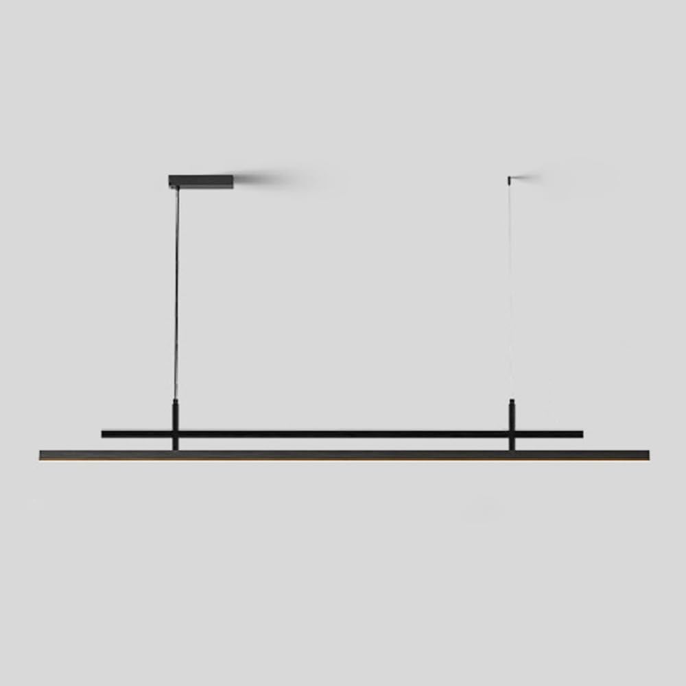 Klobvtt Minimalist LED Pendant Light Dimming Linear Chandelier Ceiling Lamp Dining Table Lighting Bar Black Hanging Chandeliers for Living Room Kitchen Island with Remote Control