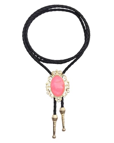 Image of GelConnie Native American Bolo Tie Rodeo Cowboy Leather Necktie Western Necklace Costume Accessories for Men,Women