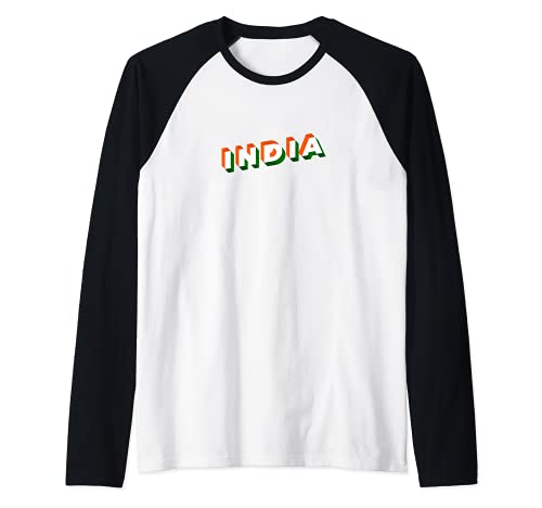 Flag India Raglan Baseball Tee, Black