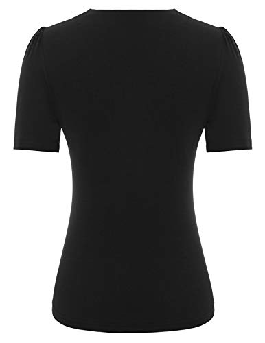 Belle Poque Women’s Hollowed-Out Tops 1950s Retro Vintage Short Sleeve Cotton Blouse2