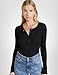 Splendid Women's Thermal Forever Henley Top, Black, S